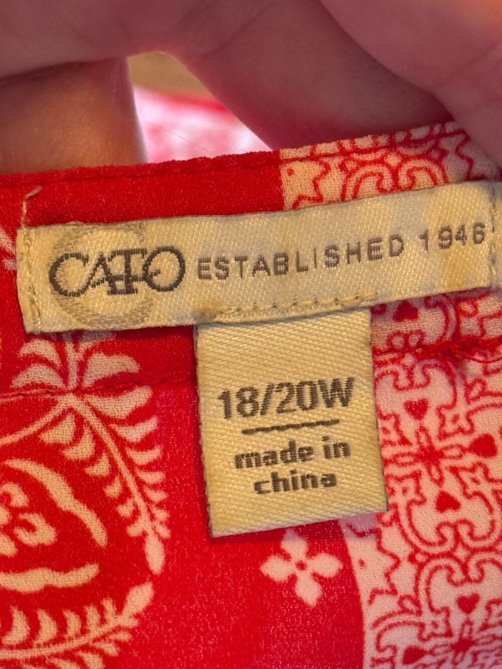Cato Red Bandana Paisley Print Zip Top 18/20W - Picture 3 of 5